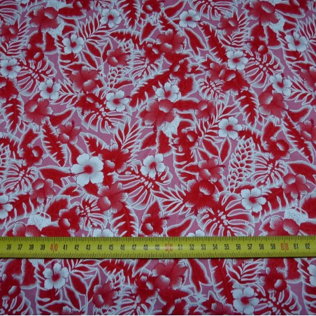 Tissu petites fleurs rouge canopée