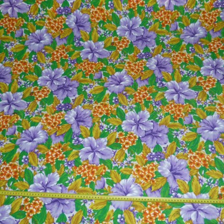 Tissu violet à fleurs de bougainvillier Polyester