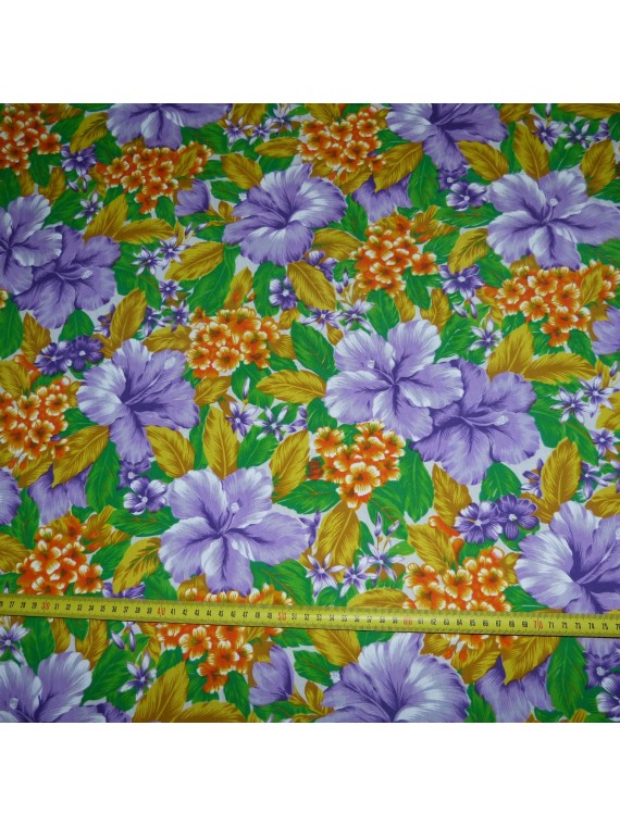 Tissu violet à fleurs de bougainvillier Polyester