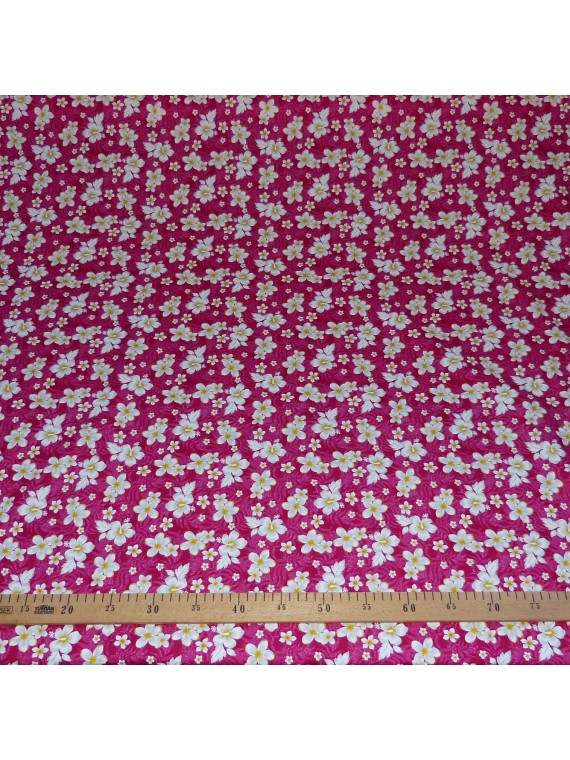 TISSU ROSE  PETITES FLEURS BOUTON D'OR
