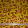Tissu Jaune poisson et coquillages bordeaux