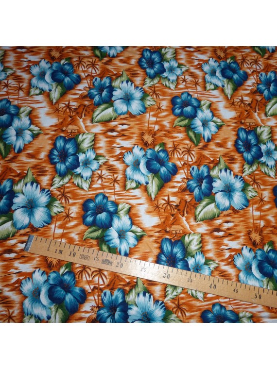 Tissu viscose Hawaï sixties