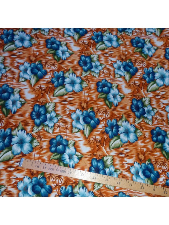 Tissu viscose Hawaï sixties