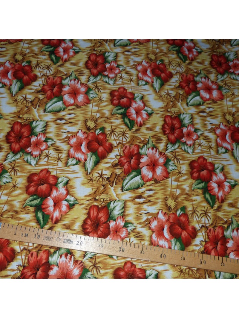 Tissu viscose hawaï  sixties