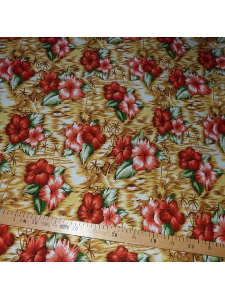 Tissu viscose hawaï  sixties