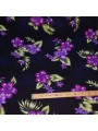 Tissu fleuri fond noir fleurs Violet Bouquet