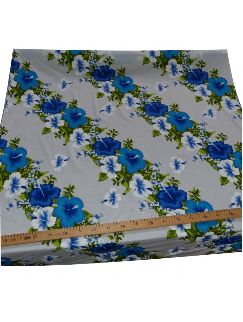 Couverture De Pique-nique Tuffo – Motif Hibiscus Hawaïen Bleu/blanc – 52x80 Pouces