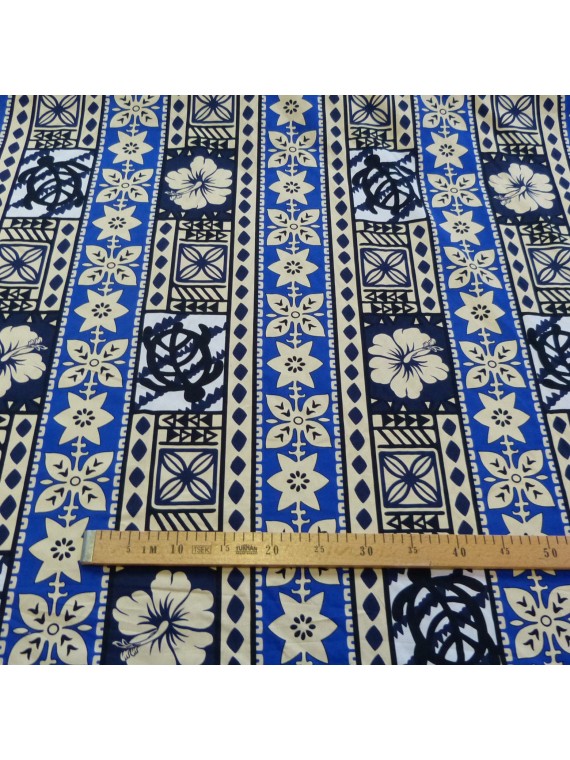 tissu bleu tapa polyesien