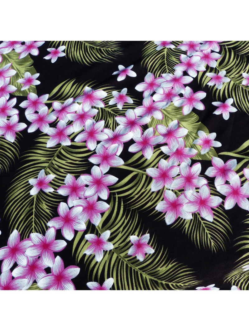 Tissu noir frangipane forest