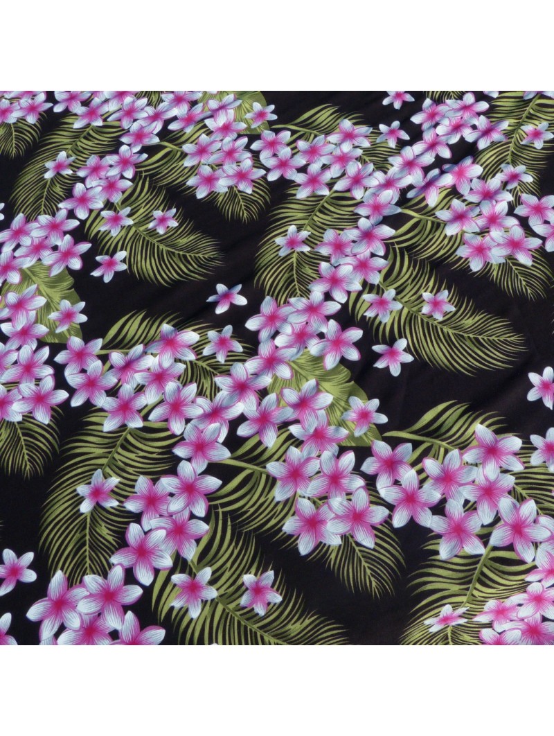Tissu noir frangipane forest