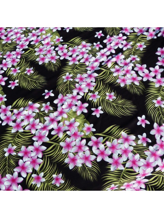 Tissu noir frangipane forest