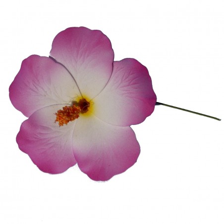 Hibiscus Blanc et violet sur tige métale