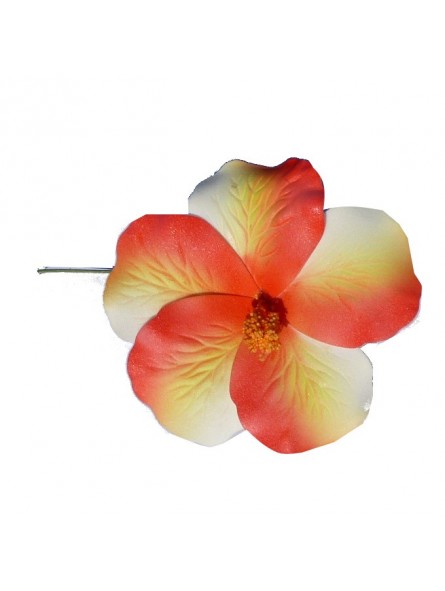 Hibiscus marbré rouge sur tige métale