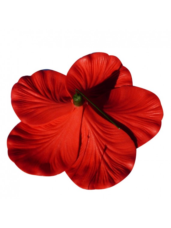 Hibiscus marbré rouge sur tige métale