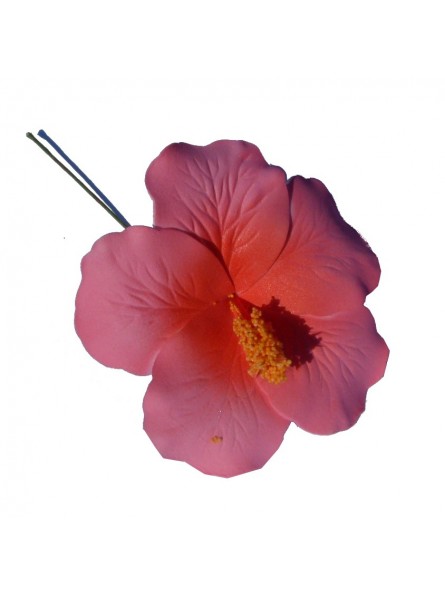Hibiscus rose sur tige métale