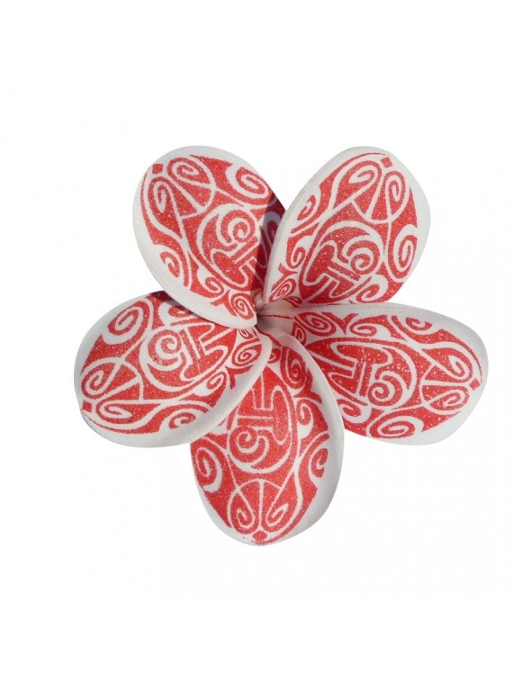 Fleur rouge marori  sur barrette