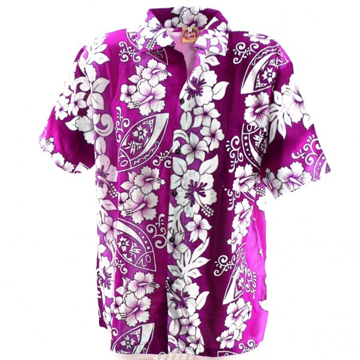 Chemise Hawaïenne Cooke Street 2XL - Noir à Fleurs Violettes Et Blanches, Coton, Occasion Très Bon état